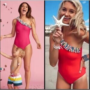Summersalt Sidestroke Pink One-Piece Swimsuit – Size 6 – Confetti Trim